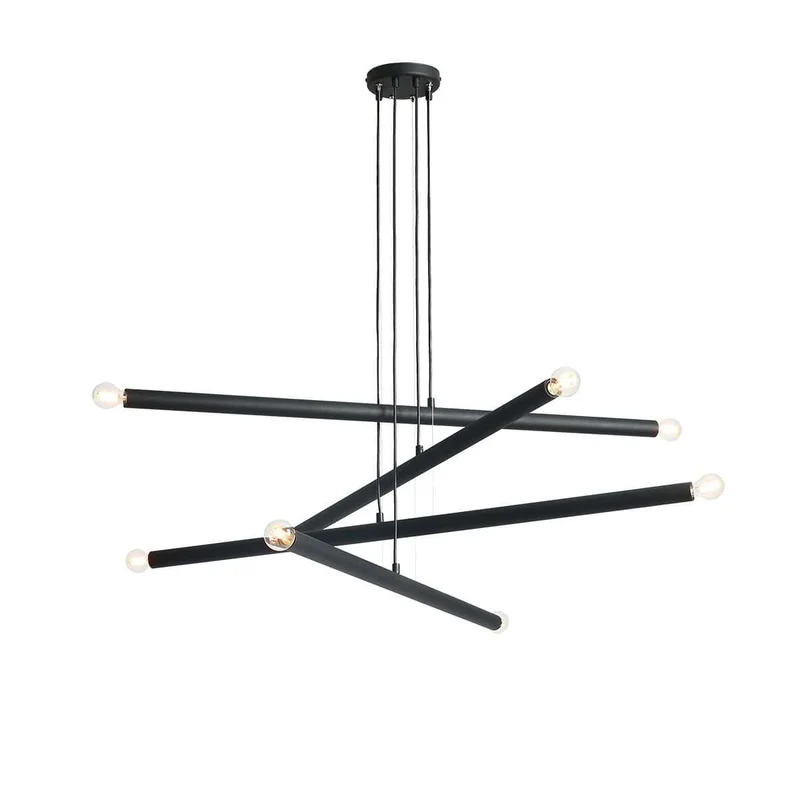Lampada a sospensione TUBO black 8 luci - 100 x h95 cm