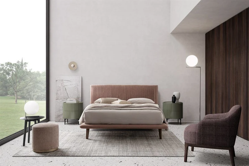 Letto PLISSÉ in tessuto con testiera imbottita by Dall'Agnese