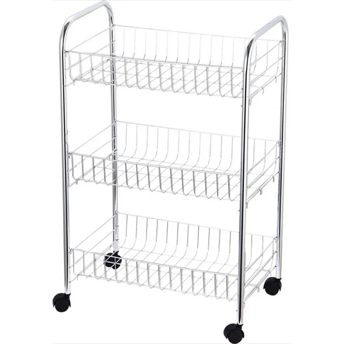 Carrello da cucina 3 cesti in acciaio inox