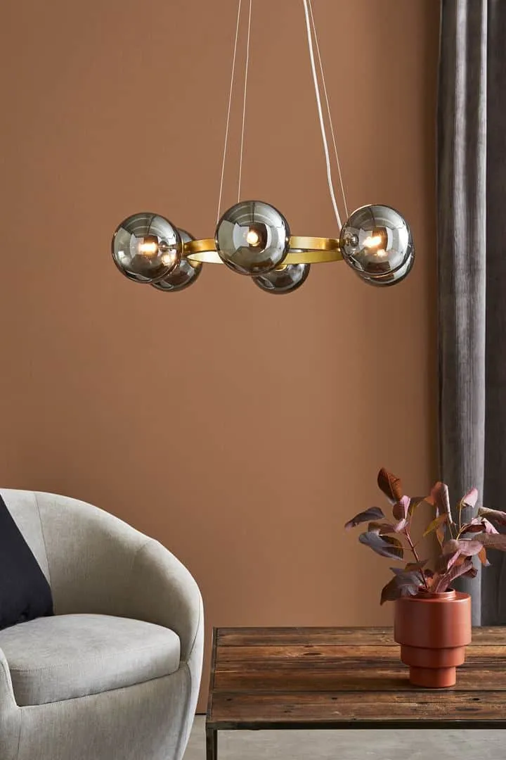 Lampadario CIRCLE Ottone e Vetro Fumè diametro 71cm