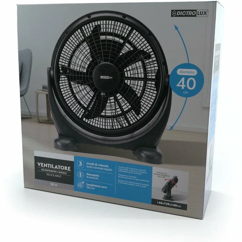 VENTILATORE NERO 70W 40CM