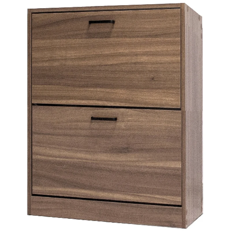 Scarpiera 2 Ante Ripiani Doppia Profondità in Melamina 60x24x83cm Colore Noce