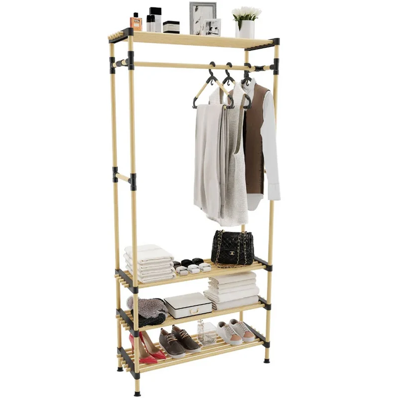 Appendiabiti Attaccapanni Struttura Legno Panca Scarpiera 4 Ripiani Porta Scarpe
