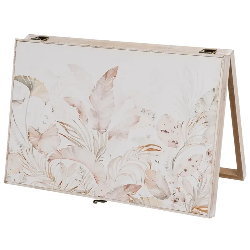 Copri Contatore Elettrico con Porta Battente Legno MDF Bianco e Stampa Floreale