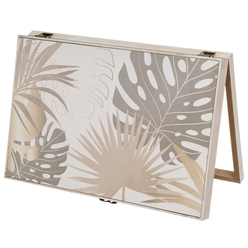 Copri Contatore Elettrico con Porta Battente Legno MDF Bianco e Stampa Piante