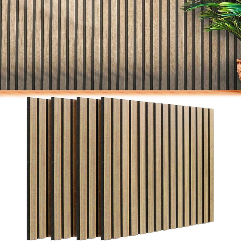 Kit 4 Pannelli Acustici Fonoassorbenti 60 x 60 cm Quercia in Legno 3D da Parete