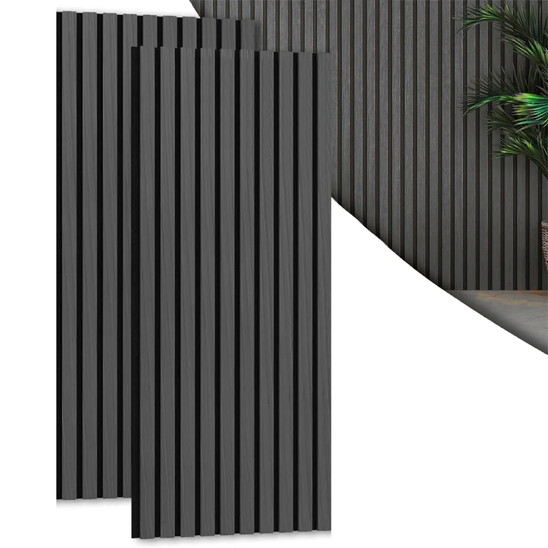 Kit 2 Pannelli Acustici Fonoassorbenti 60x120cm Nero Smoked Legno 3D da Parete