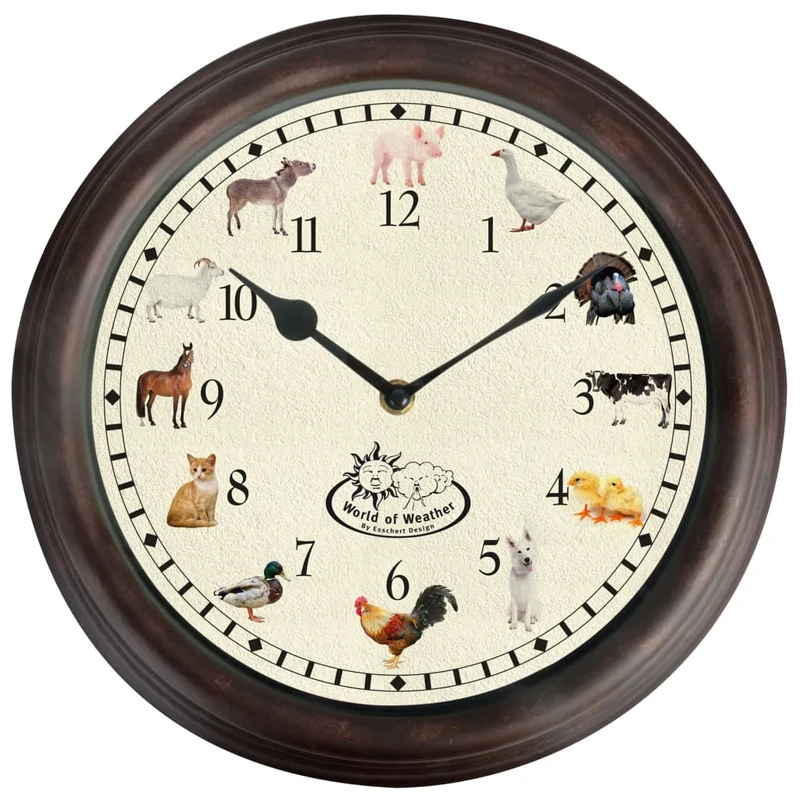 Orologio a Tema Animali da Fattoria e Suoni Meccanismo Elettronico 30 x 4,6 cm