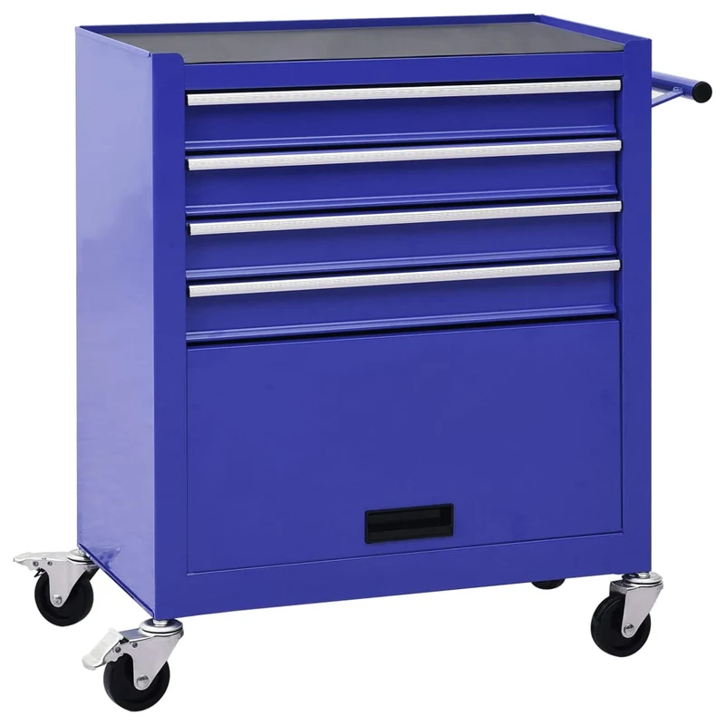 Carrello Portautensili con 4 Cassetti in Acciaio Superficie Anti Graffio Blu