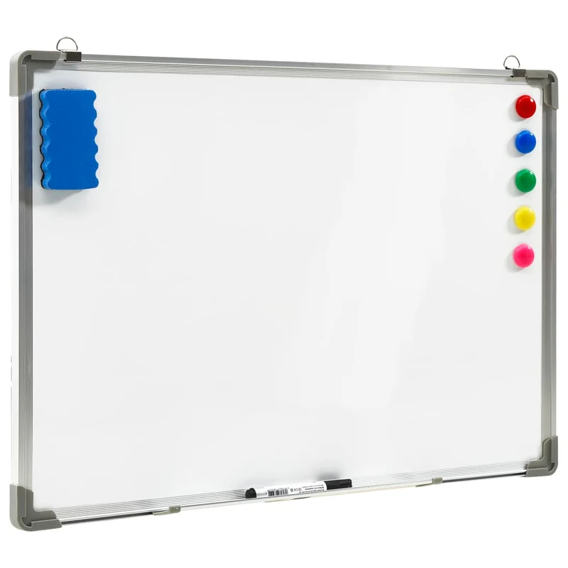 Lavagna Magnetica da Parete Bianca Cancellabile a Secco 90x60 cm Acciaio