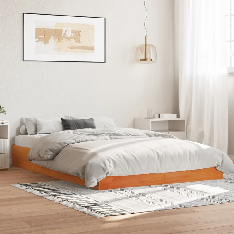 Giroletto senza Materasso Marrone Cera 160x200 cm Legno di Pino