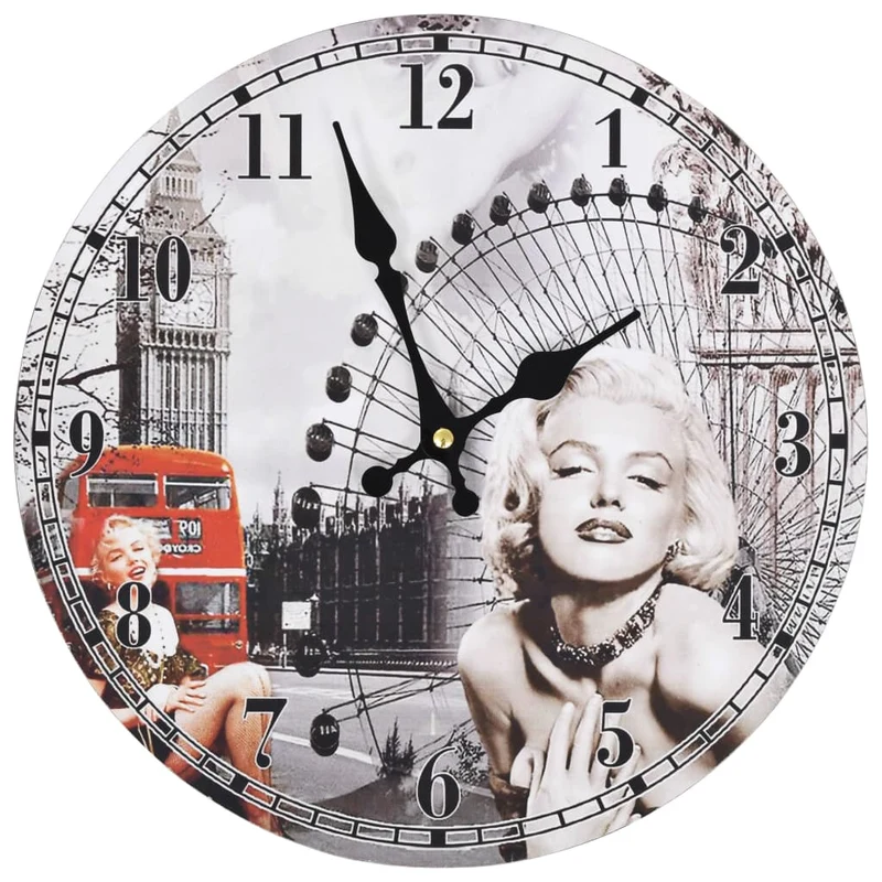 Orologio da Parete in MDF Resistente Design Vintage 30 centimetri Multicolore