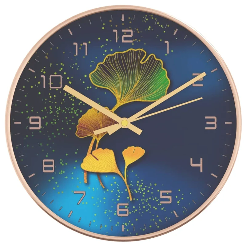 Orologio da Parete Polistirene e Vetro 29,5x4cm Versatile ed Elegante Oro e Blu