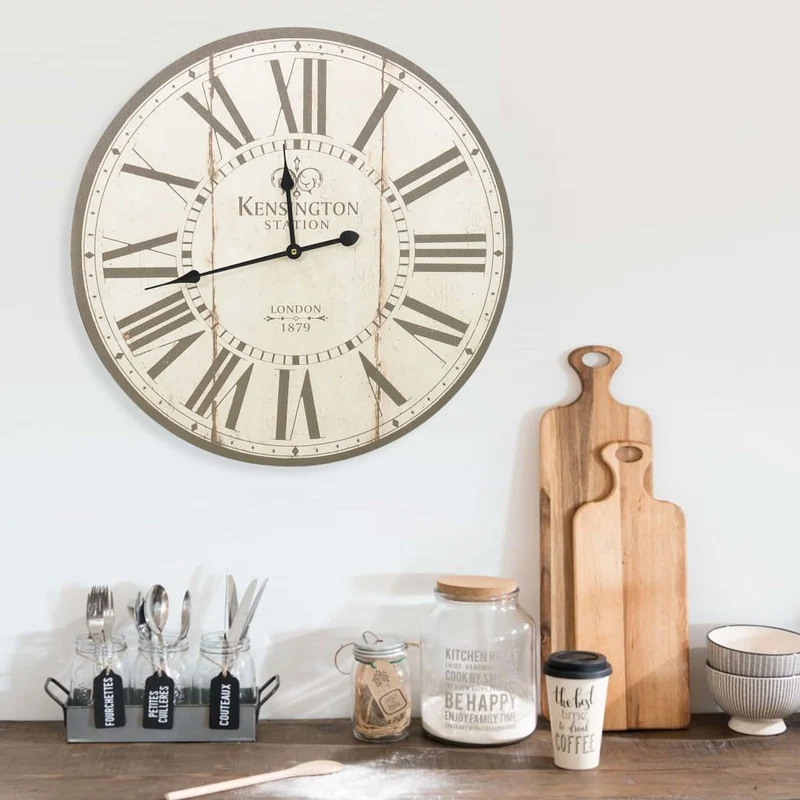 Orologio Da Parete Grande Multicolore 60 cm MDF Shabby Chic