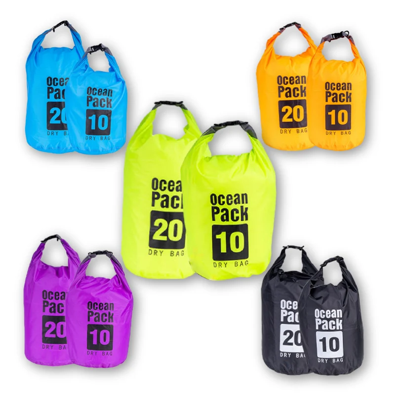 Kit 2pz Borsa Impermeabile 10LT+20LT Sacca Chiusura a Rotolo per Kayak Rafting