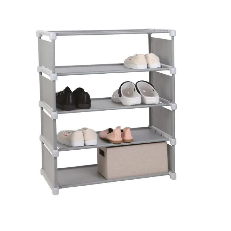 Scaffale Grigio Tower 5 Ripiani, Multiuso Salvaspazio in Tnt 60x30 x74 cm scarpe