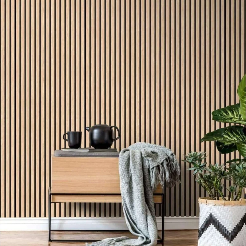 Pannelli Acustici Fonoassorbenti 4pz Decorativi Moderno Rovere Nat. 3D 60x60cm