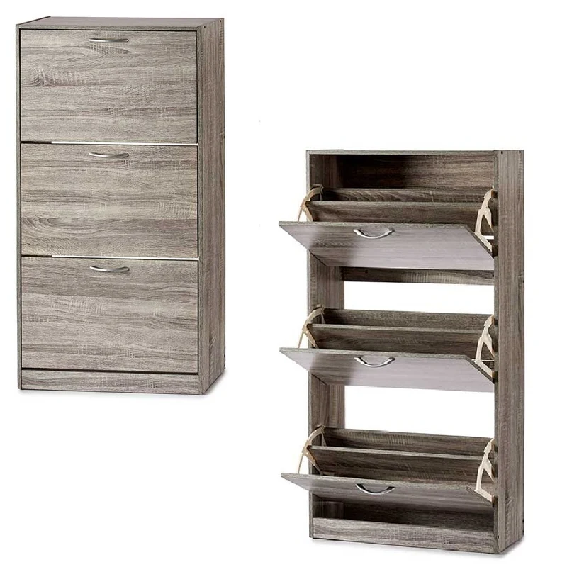 Mobile Scarpiera 3Ante Salvaspazio Doppia Profondità 60x24 H116cm Grigio scarpe