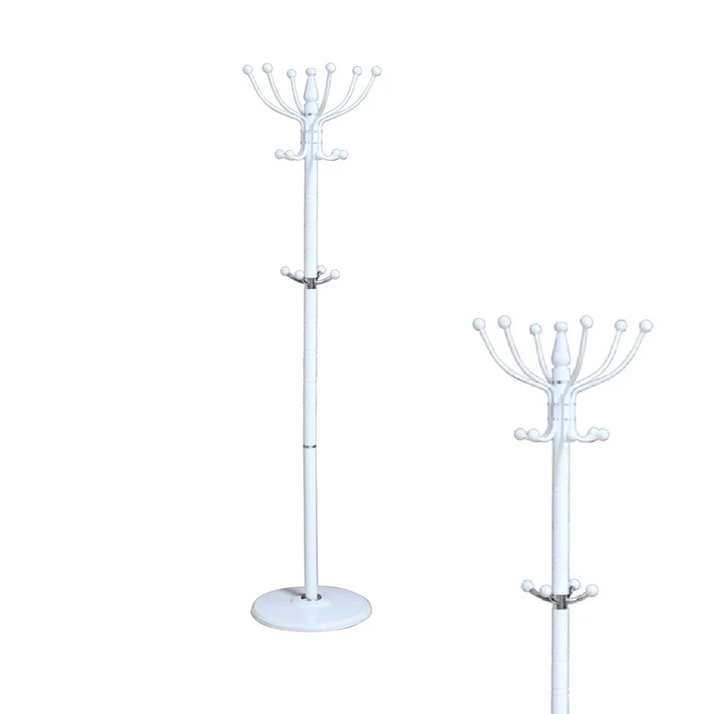 Appendi Abiti Autoportante base rotonda Con 16 Ganci Metallo 36x175 cm Bianco