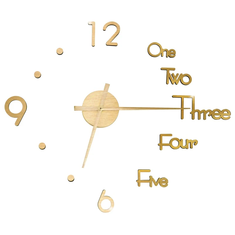 Orologio da Parete fai da te Effetto 3D 100cm XXL Design Moderno e Versatile Oro