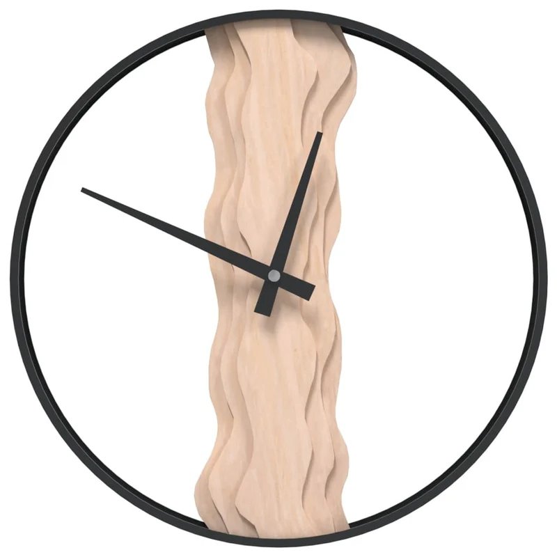 Orologio a Parete in Ferro e Legno di Quercia 35x4,5 cm Design Versatile Marrone