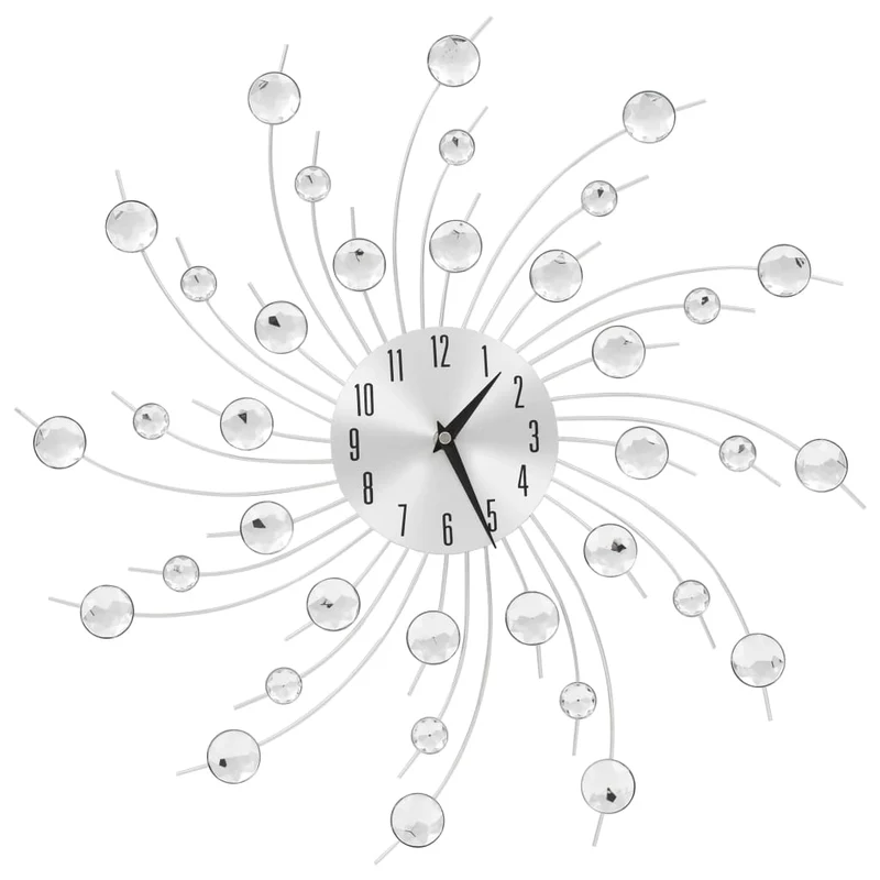 Orologio da Parete con Movimento al Quarzo Design Moderno Elegante 50cm Argento