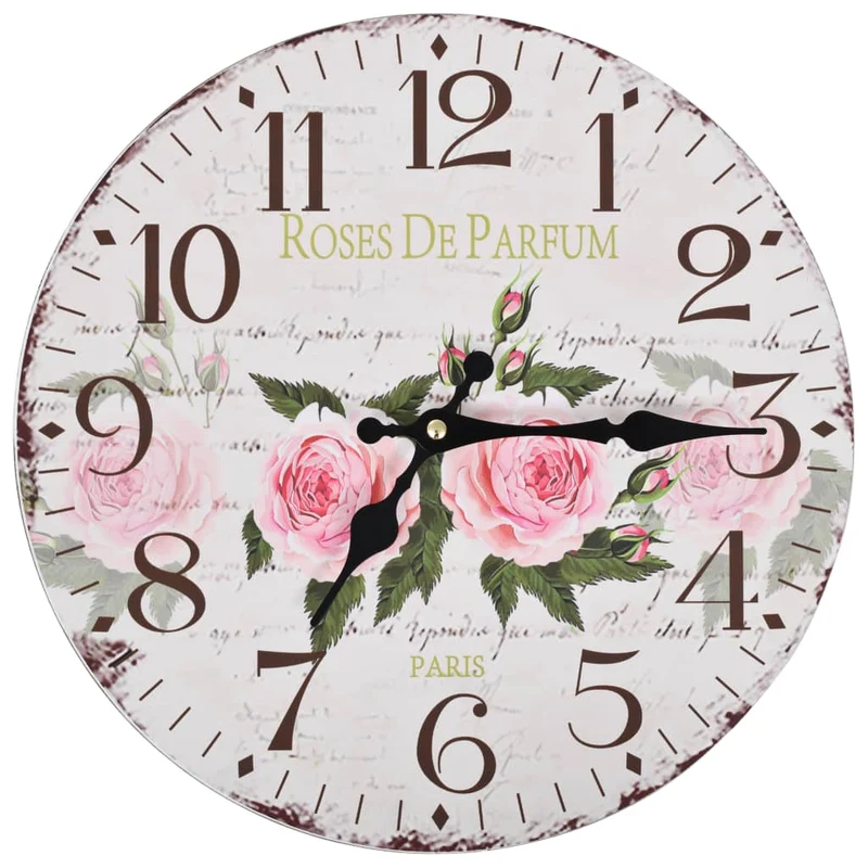 Orologio da Parete Resistente Design Vintage 30centimetri Tema Fiori Multicolore