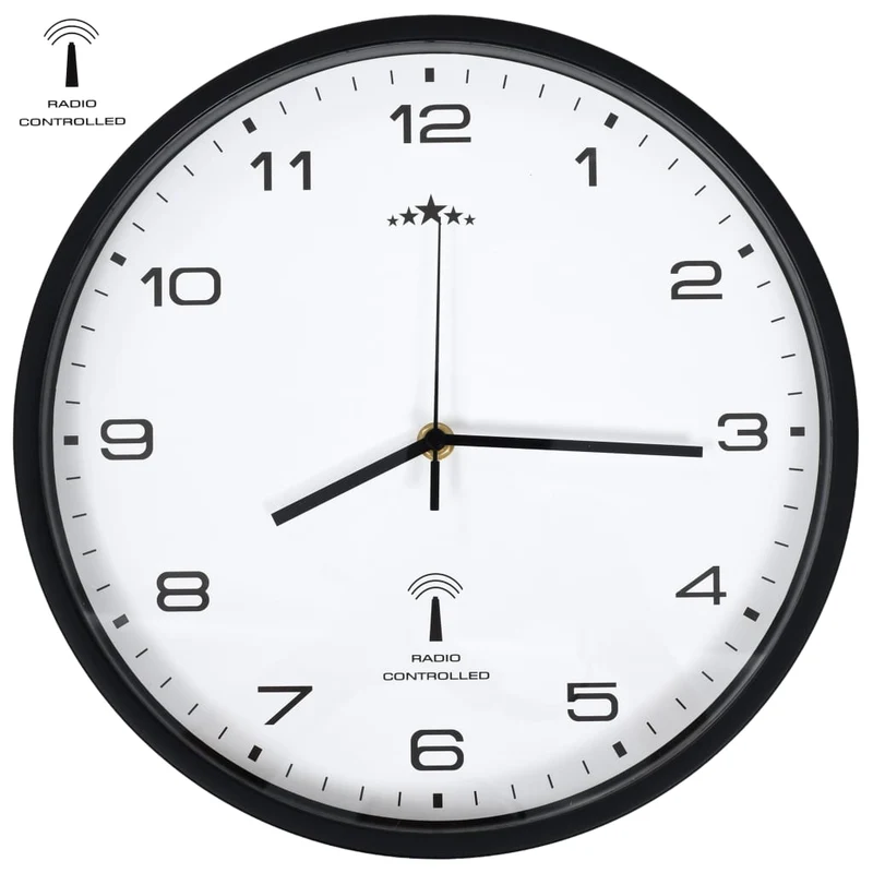 Orologio a Parete Radiocontrollato Automatico al Quarzo 31 cm Bianco e Nero