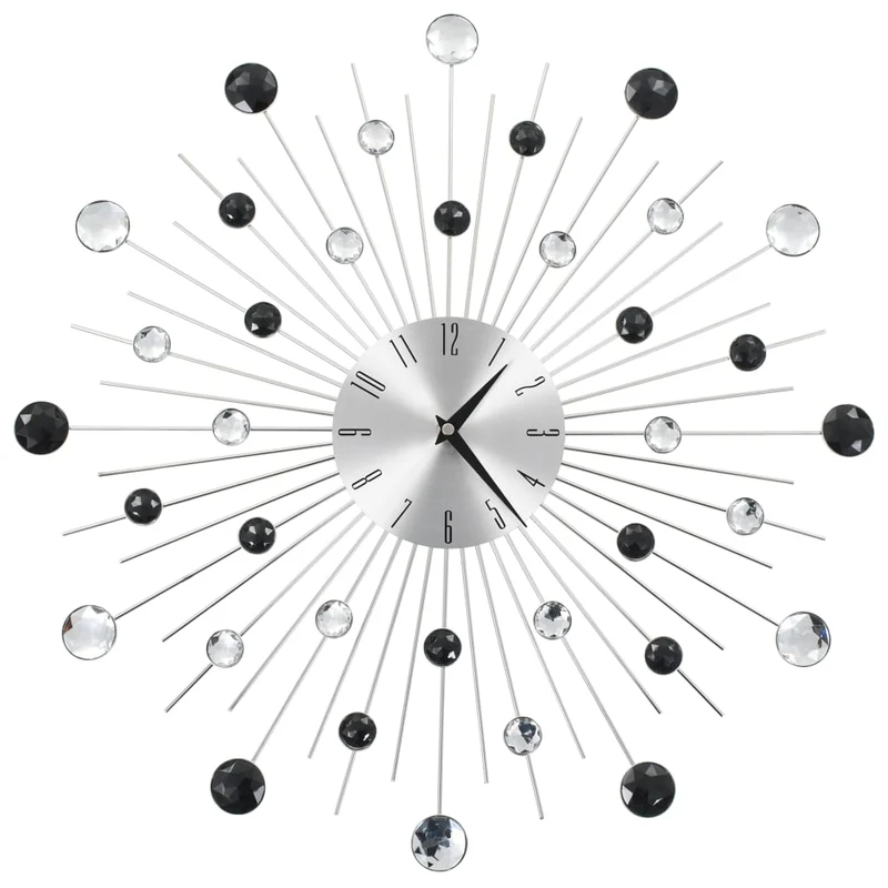 Orologio da Parete Movimento al Quarzo Design Elegante Moderno 50cm Argento Nero