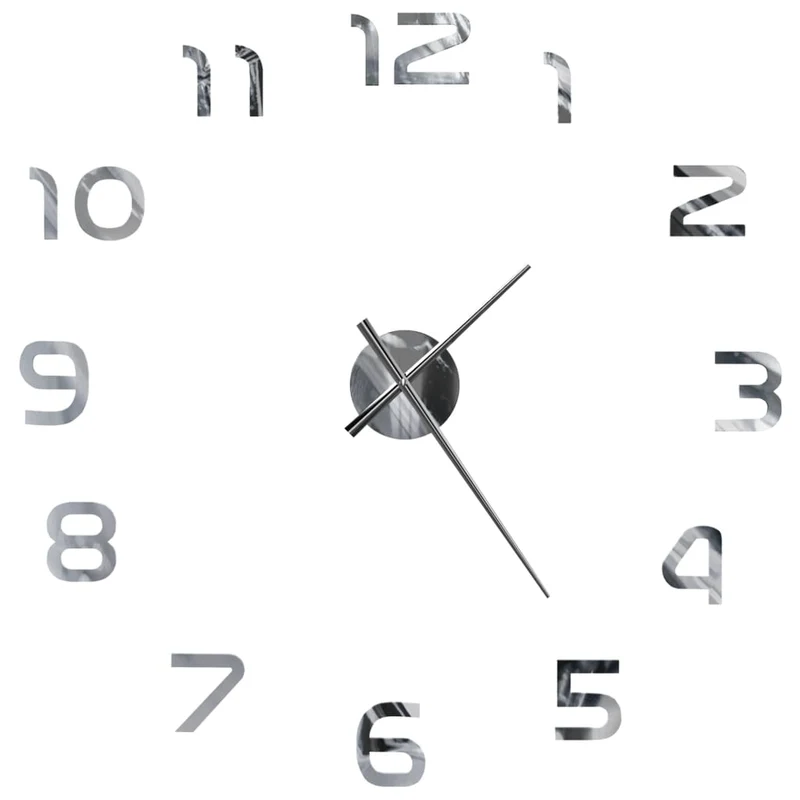 Orologio da Parete fai da te 3D Design Moderno e Accattivante 100 cm XXL Argento