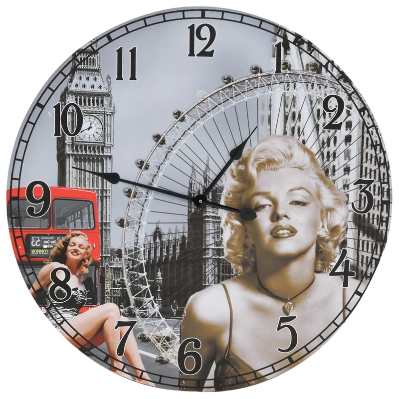 Orologio da Parete in MDF Struttura Robusta Design Vintage 60 cm Multicolore
