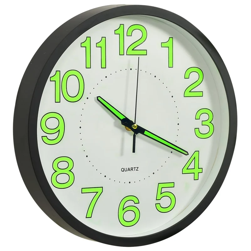 Orologio da Parete con Numeri Luminosi in Polipropilene 30 centimetri Nero