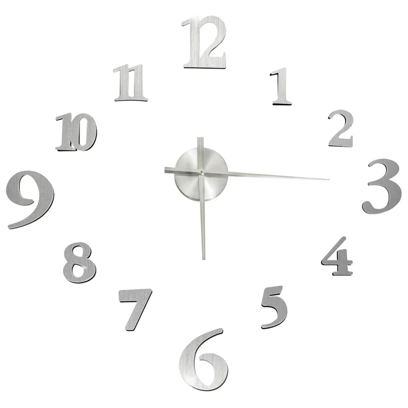 Orologio da Parete fai da te Effetto 3D Design Moderno Argento 100 cm XXL