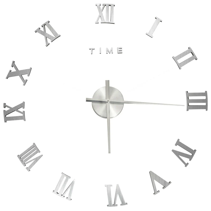 Orologio da Parete Tridimensionale fai da te Design Moderno Argento 100 cm XXL