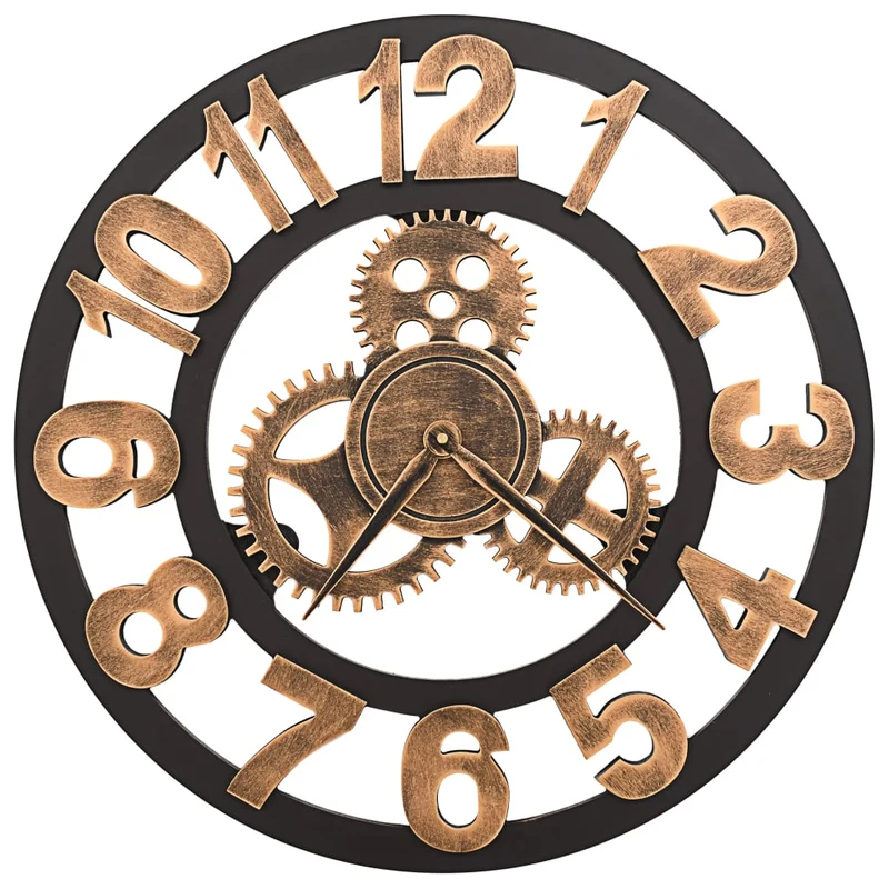 Orologio da Parete in Metallo 58 cm Design Particolare e Moderno Dorato e Nero