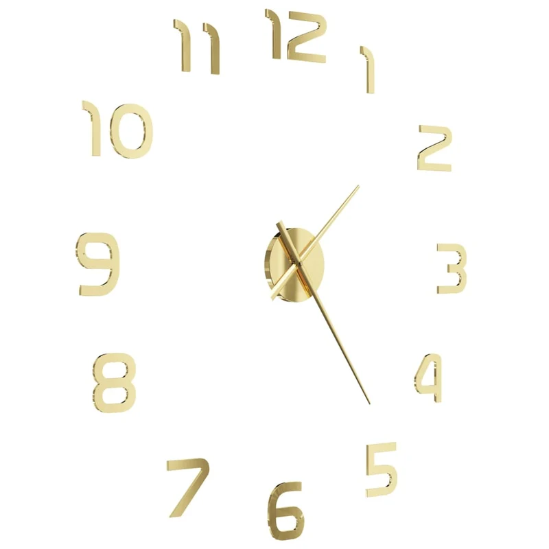 Orologio da Parete Tridimensionale Design Moderno Elegante 100cm XXL Oro Lucido