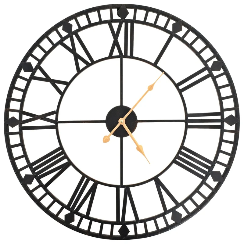 Orologio da Parete Design Vintage al Quarzo in Metallo Robusto 60 cm XXL Nero