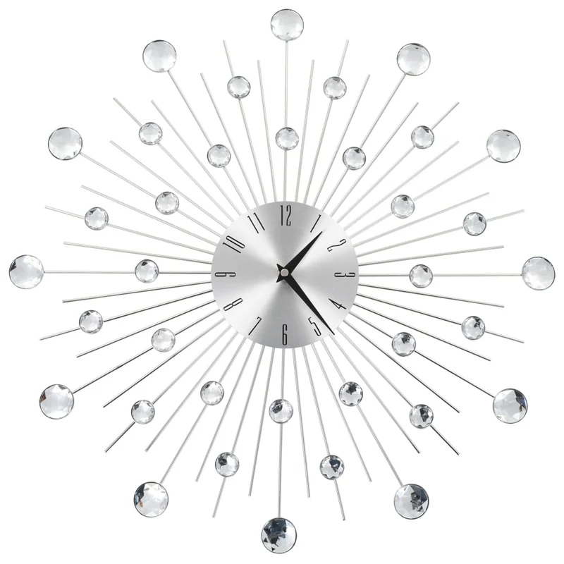 Orologio da Parete con Movimento al Quarzo Design Elegante Moderno 50cm Argento
