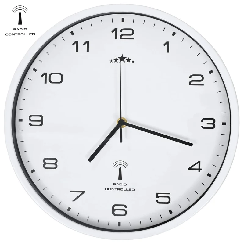 Orologio a Parete Radiocontrollato Movimento Quarzo 31 cm Design Moderno Bianco