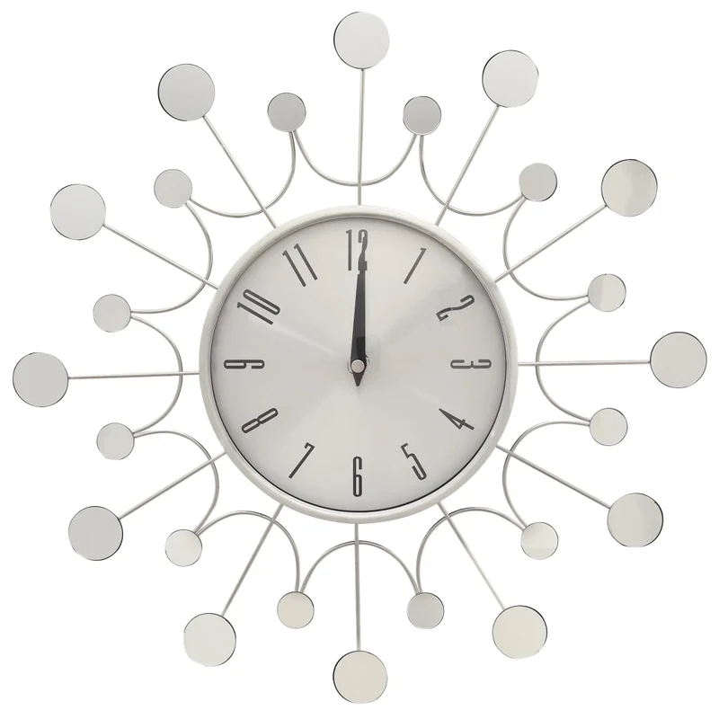 Orologio da Parete in Metallo e Alluminio Robusto 40 cm Design Elegante Argento