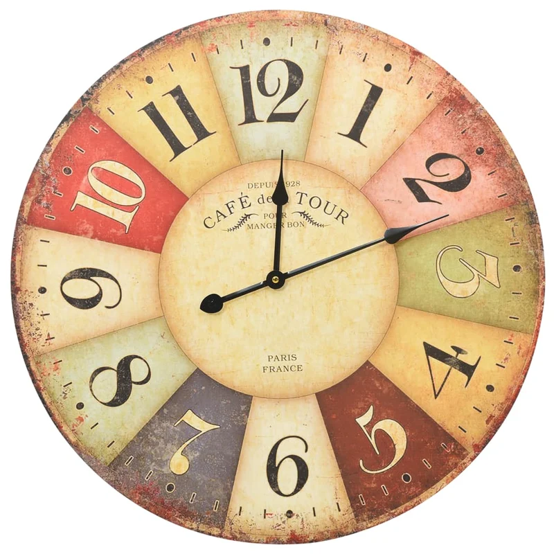Orologio da Parete in MDF Design Vintage e Versatile 60 cm Multicolore