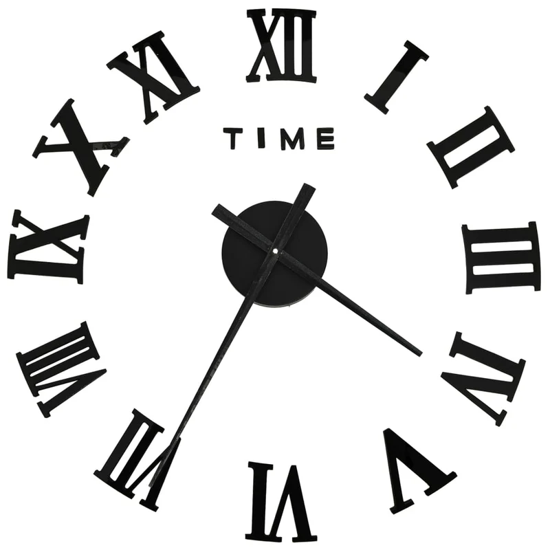 Orologio da Parete fai da te Effetto 3D Design Moderno Versatile 100 cm XXL Nero