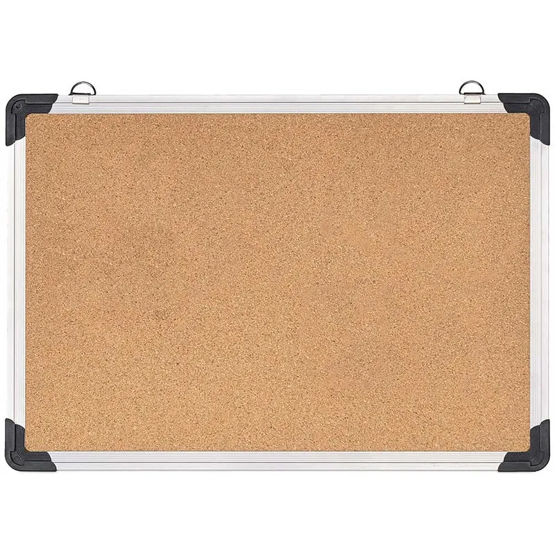 Bacheca in Sughero Quadrata con Cornice Alluminio da Parete 70x50x1.8 cm
